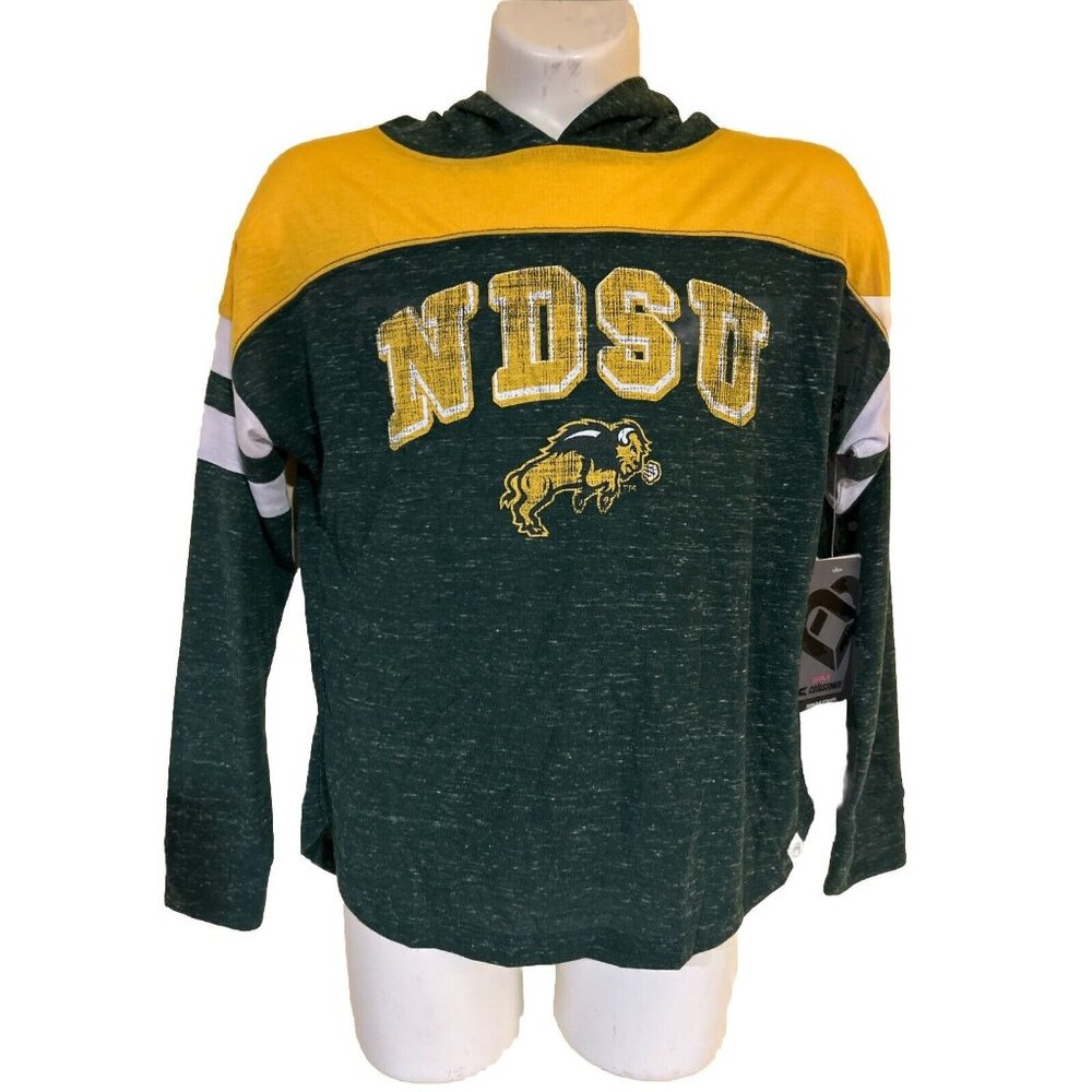 PRIVATE LISTING - NEW NDSU North Dakota Bison Green Hooded LS T-Shirt Girl's M